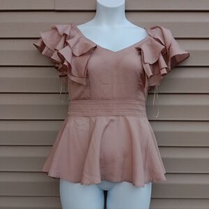 Double Zero Dusty Pink Ruffle Blouse Size M